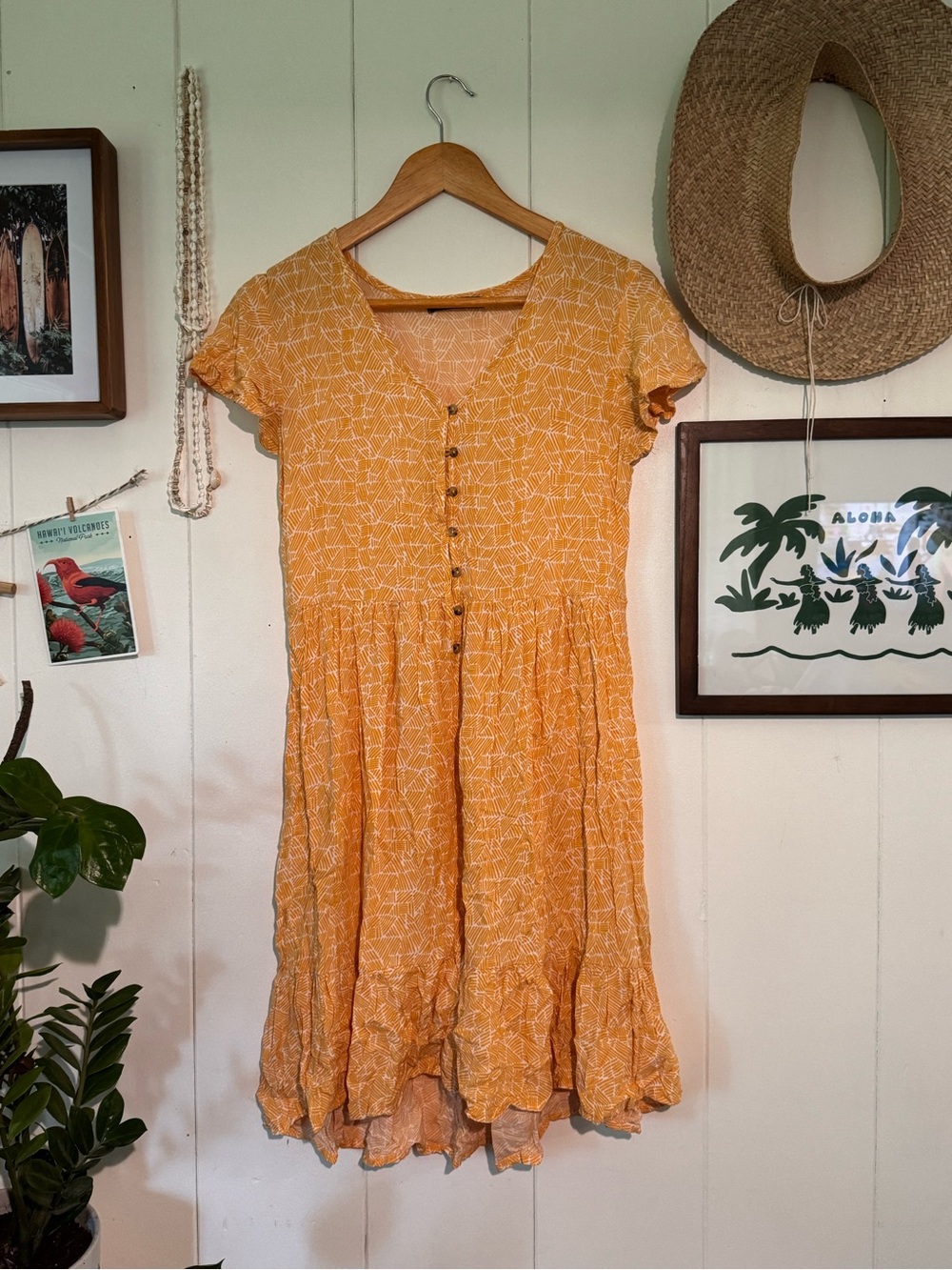 ✨Women’s Yellow Button-Front Short Sleeve Sundress✨